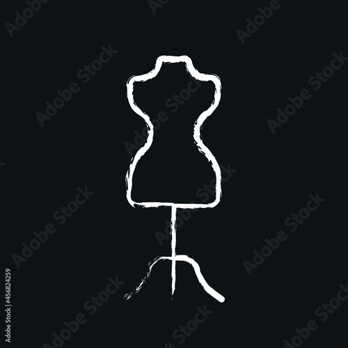 Female mannequin chalk icon. Vector isolated black illustration.
