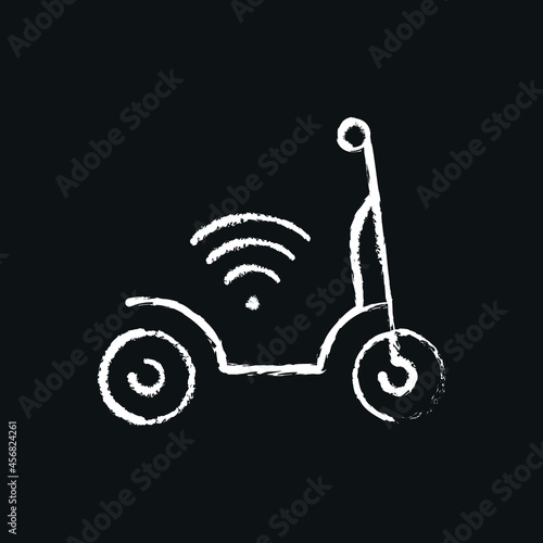 Electric scooter chalk icon. Vector isolated black illustration.