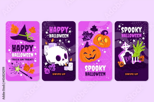 hand drawn halloween instagram stories collection vector design illustration