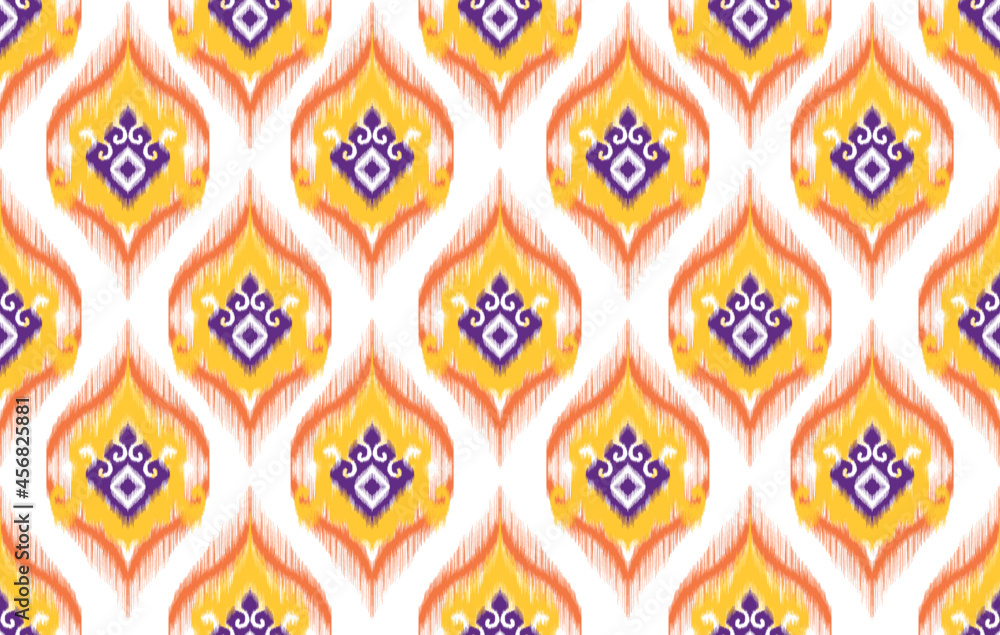 Ikat ethnic pattern. Aztec fabric carpet mandala ornament boho chevron textile decoration wallpaper. Tribal turkey Indian African American traditional embroidery vector illustrations background.