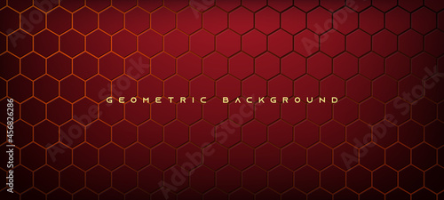 Abstract red hexagon modern luxury futuristic background vector illustration.