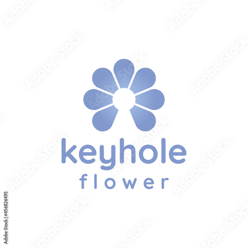 flower and keyhole combination logo design