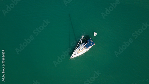 Aerial view of a sailboat in Paraty Bay, Rio de Janeiro, Brazil © Caue Zanin