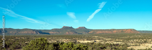 Canvas-taulu Ultra-wide panoramic view of sacred Native American landmark  Bears Ears Nationa