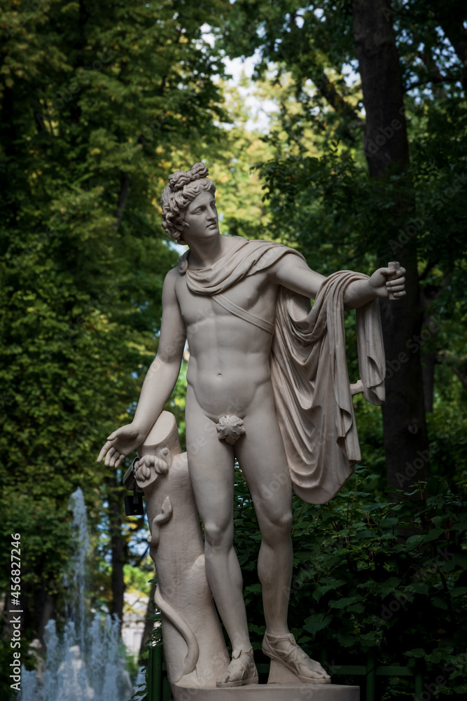 Marble statue of Apollo Belvedere in Summer Garden, Saint Petersburg, Russia Marble statue of Apollo Belvedere in Summer Garden, Saint Petersburg, Russia