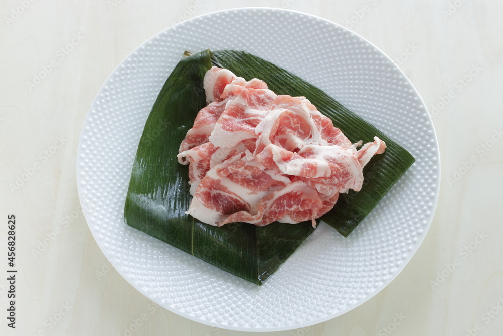 freshness pork sides on leaf for cooking ingredient freshness pork sides on leaf for cooking ingredient