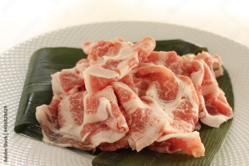 freshness pork sides on leaf for cooking ingredient freshness pork sides on leaf for cooking ingredient