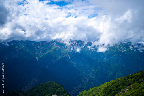                                                           A view of climbing Mt. Tsubame in Azumino City  Nagano Prefecture. 