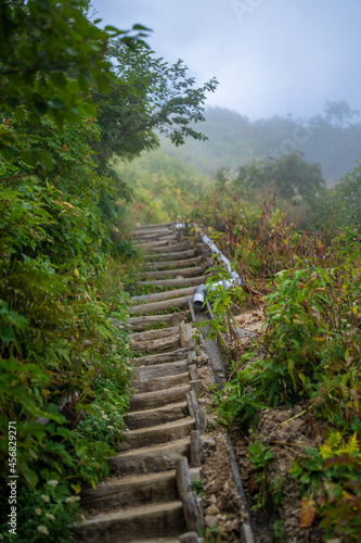                                                           A view of climbing Mt. Tsubame in Azumino City  Nagano Prefecture. 