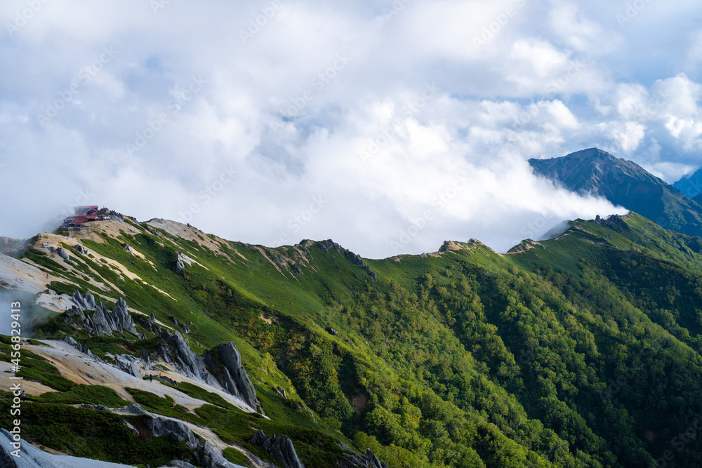 長野県安曇野市にある燕岳を登山する風景 A view of climbing Mt. Tsubame in Azumino City, Nagano Prefecture. 長野県安曇野市にある燕岳を登山する風景 A view of climbing Mt. Tsubame in Azumino City, Nagano Prefecture.