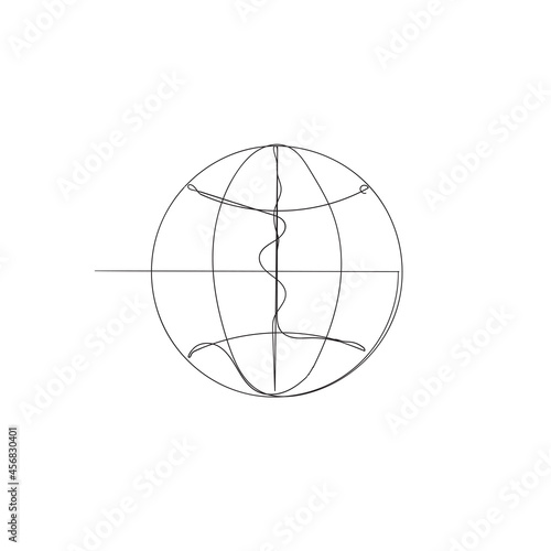 continuous line drawing globe icon illustration vector isolated