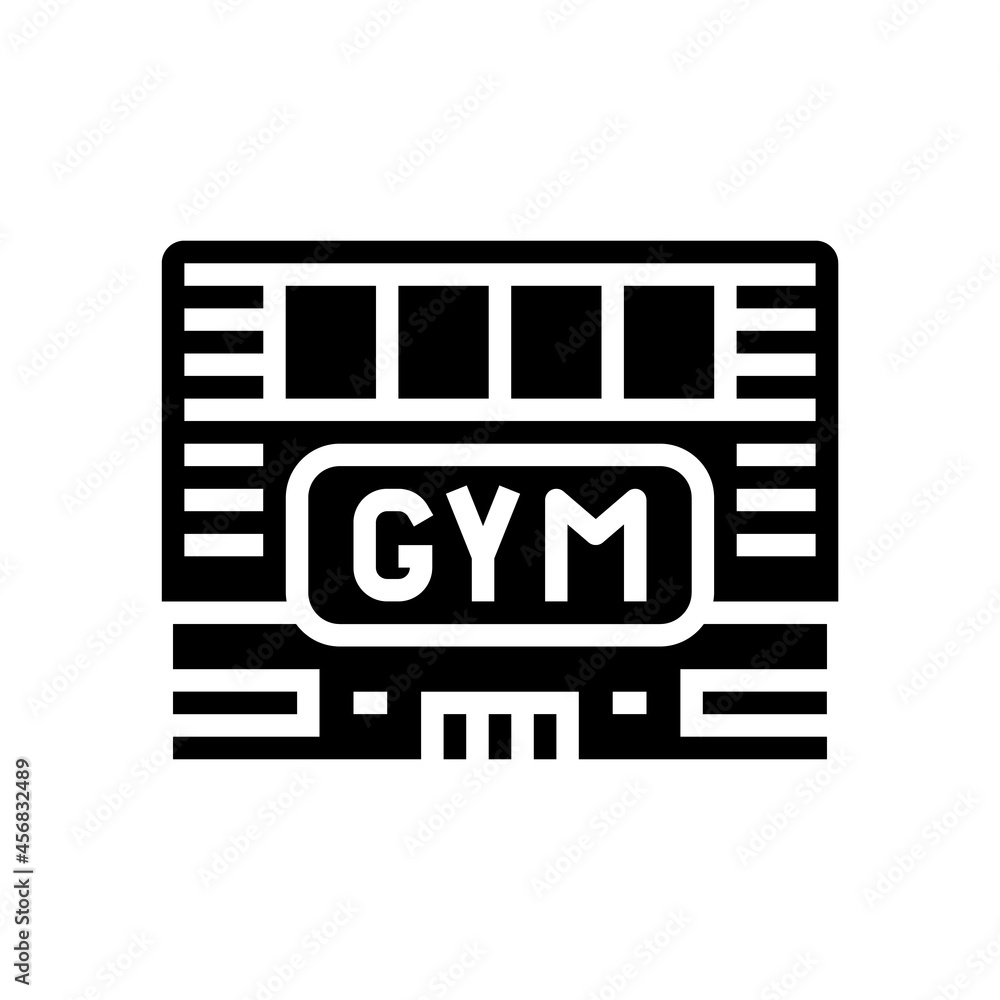 gym building glyph icon vector. gym building sign. isolated contour symbol black illustration gym building glyph icon vector. gym building sign. isolated contour symbol black illustration