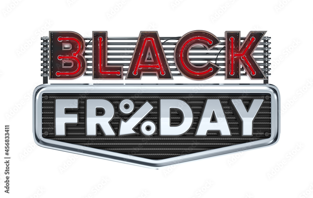 Black Friday Neon red 3d render label for makeup Black Friday Neon red 3d render label for makeup