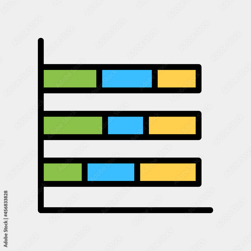 Vector illustration of bar chart icon in filled line style for any ...