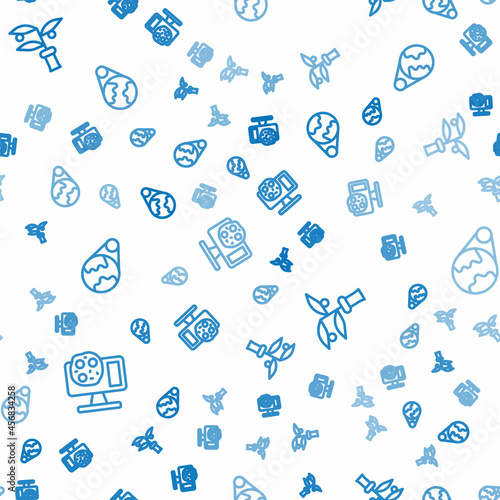 Set line Genetic engineering, Plant breeding and Earth globe on seamless pattern. Vector