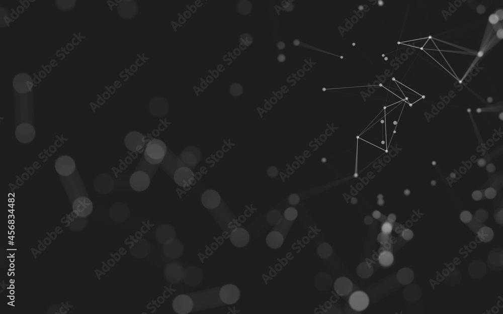 Fototapeta premium Abstract background. Molecules technology with polygonal shapes, connecting dots and lines. Connection structure. Big data visualization.