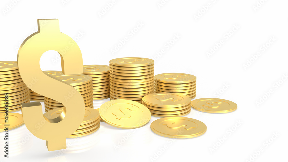 gold gold dollar symbol and coins on white background 3d rendering gold gold dollar symbol and coins on white background 3d rendering