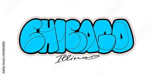 Chicago graffiti style hand drawn lettering. Decorative vector text .