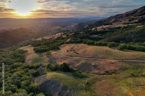Aerial view on the Devil's Mountain sunset