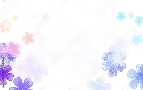 Light Blue  Yellow vector doodle background with flowers.