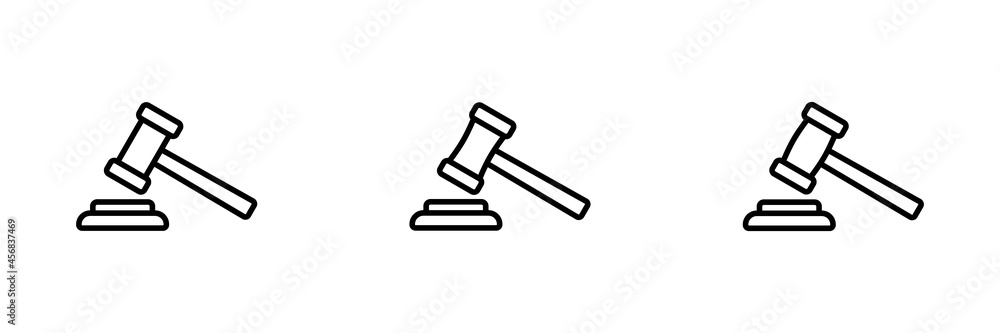 Conjunto de icono de martillo de justicia. Mazo de juez. Concepto de ley y justicia. Icono de martillo en diferentes estilos. Tribunal de la corte. Ilustración vectorial Conjunto de icono de martillo de justicia. Mazo de juez. Concepto de ley y justicia. Icono de martillo en diferentes estilos. Tribunal de la corte. Ilustración vectorial
