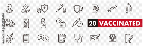 Set of Coronavirus and Vaccine line icons, covid19, Medical mask, health, contagious, epidemic, outbreak, Vector