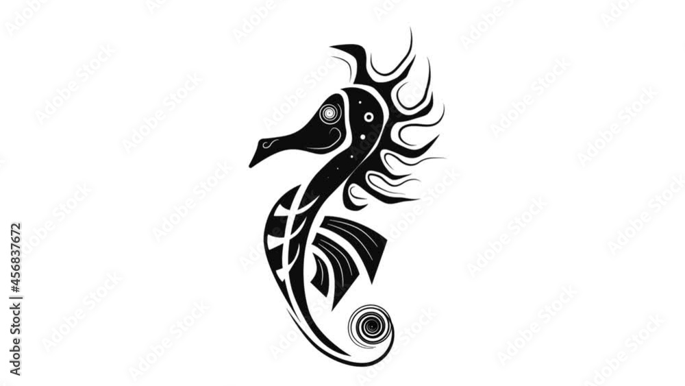 Unusual seahorse swinging creative original design for logo. Isolated icon hd animation. Unusual seahorse swinging creative original design for logo. Isolated icon hd animation.