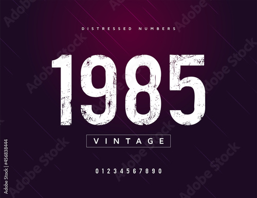 Set of distressed retro numerals or numbers design