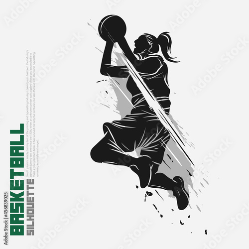 shooting pose basketball player silhouette vector illustration. Good for  sport graphic resources.