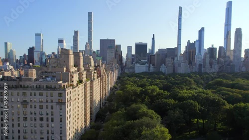 September 2021 - 4K aerial of Manhattan from Central Park, NYC, USA