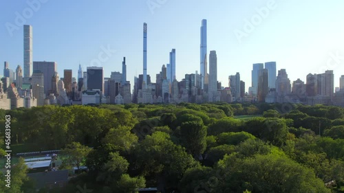 September 2021 - 4K aerial of Manhattan from Central Park, NYC, USA
