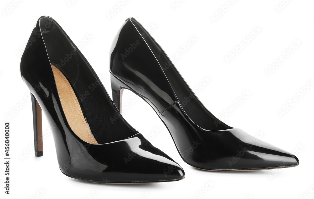Stylish female shoes on white background Stylish female shoes on white background