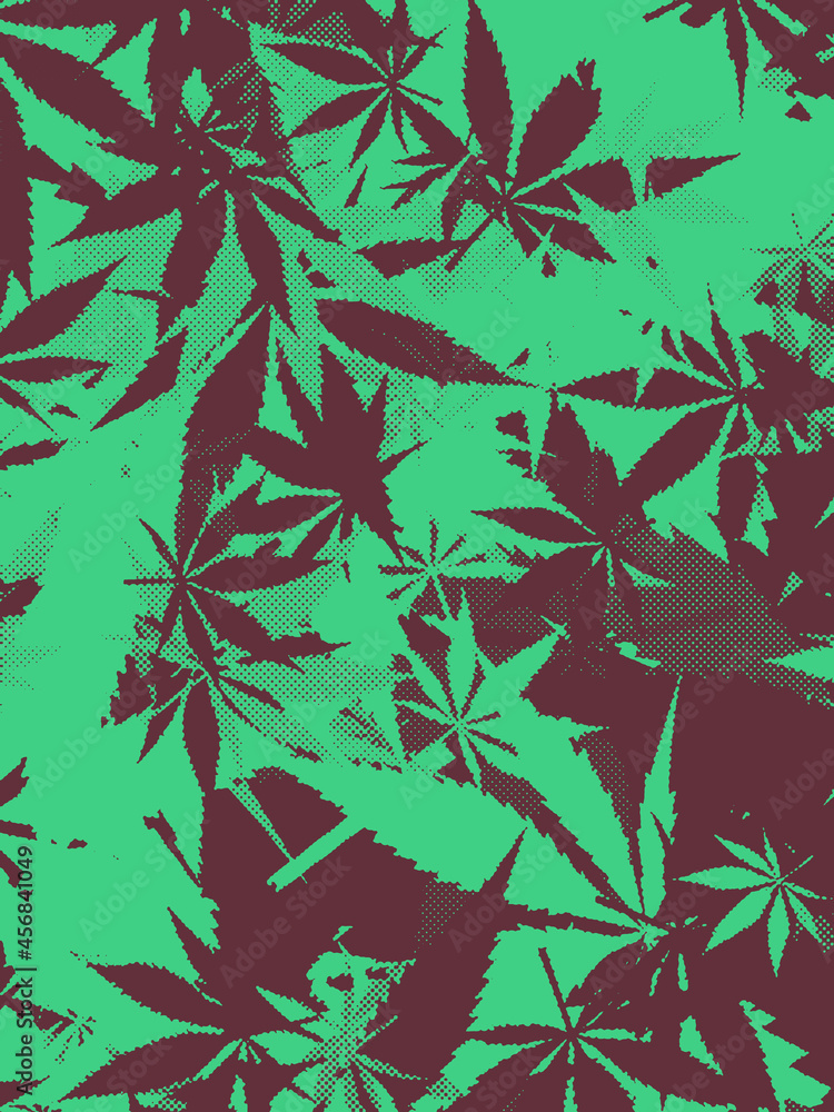 Fototapeta premium An abstract cannabis leaf pattern background image.