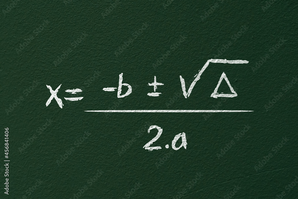 Formula of bhaskara. illustration of high school equation written