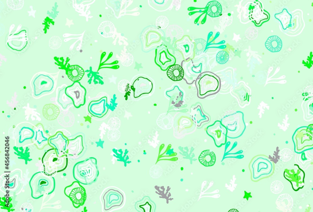 Light Green vector backdrop with memphis shapes. Light Green vector backdrop with memphis shapes.