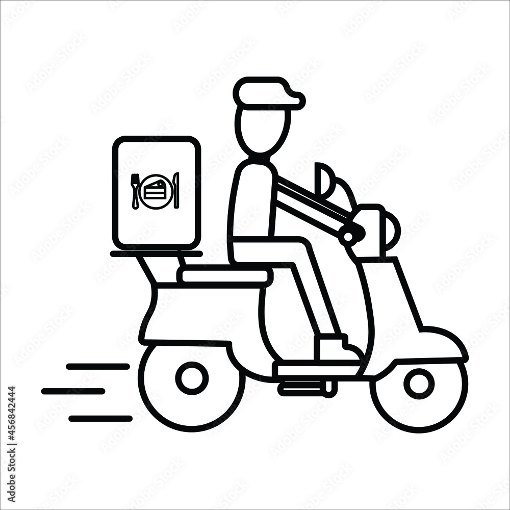 Food Icon,  Icon Sushi, Pizza Delivery, Scooter, Courier, Food Delivery, Text, Icon Sushi, Deliveryman icon