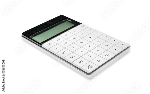 Modern digital calculator isolated on white background