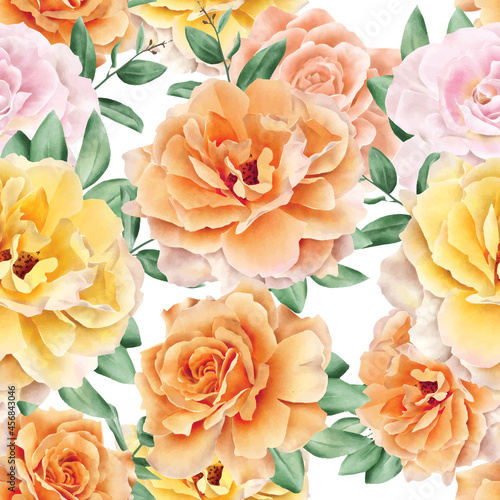 Watercolor Floral Seamless Pattern Template Design © FederiqoEnd