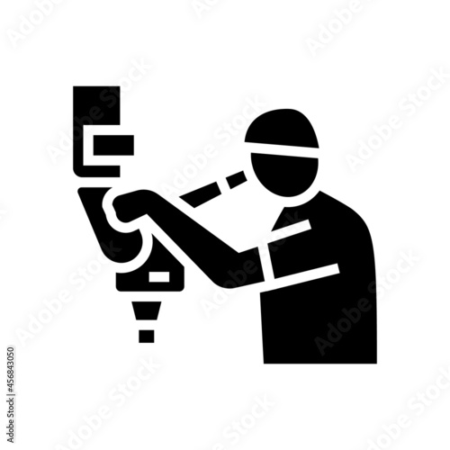 microsurgery doctor work glyph icon vector. microsurgery doctor work sign. isolated contour symbol black illustration