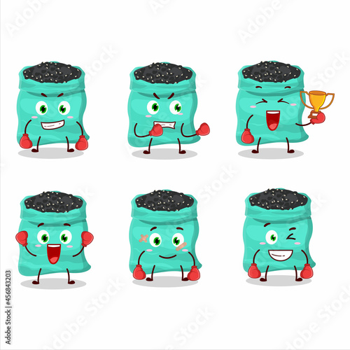 A sporty black turtle beans boxing athlete cartoon mascot design