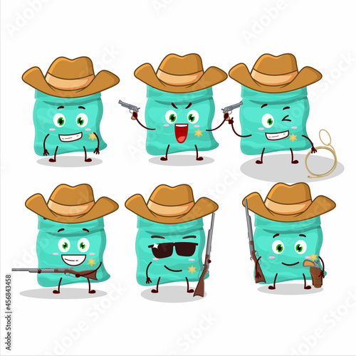 Cool cowboy black turtle beans cartoon character with a cute hat