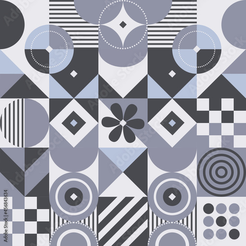 Neo geo design seamless pattern in pastel gray color. Elegant and modern.