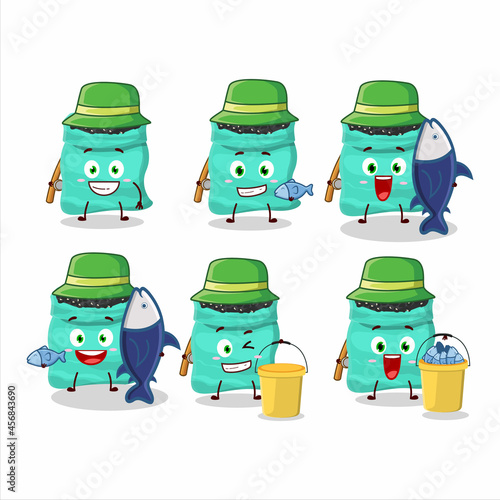 A fisherman black turtle beans cartoon picture catch a big fish