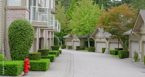 Wallpaper Mural Establishing shot. Neighbourhood of luxury houses with street road, big trees and nice landscape in Vancouver, Canada. Blue sky. Day time on June 2021. Still camera view. ProRes 422 HQ. Torontodigital.ca