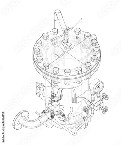 Industrial air filter with taps and pressure gauge