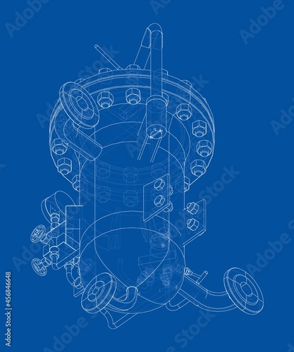 Industrial air filter with taps and pressure gauge