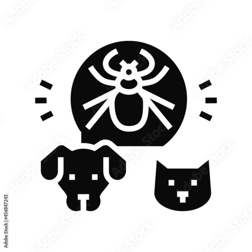 mite on animal body glyph icon vector. mite on animal body sign. isolated contour symbol black illustration