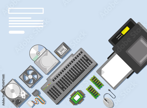 computer parts and printer