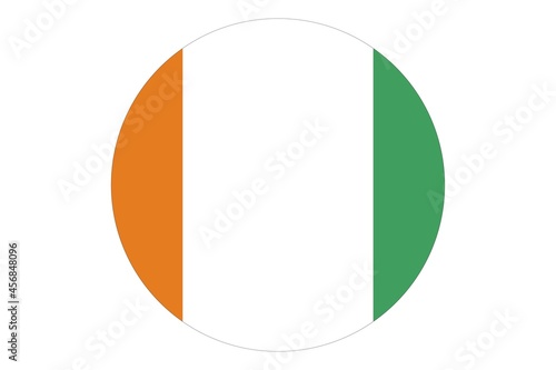 Circle flag vector of Cote d'Ivoire on white background.
