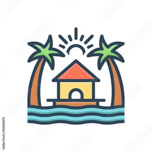 Color illustration icon for resort
